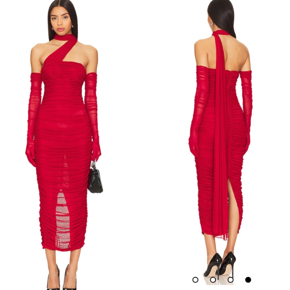 Nana Jacqueline Kimberly Dress in Red midi
